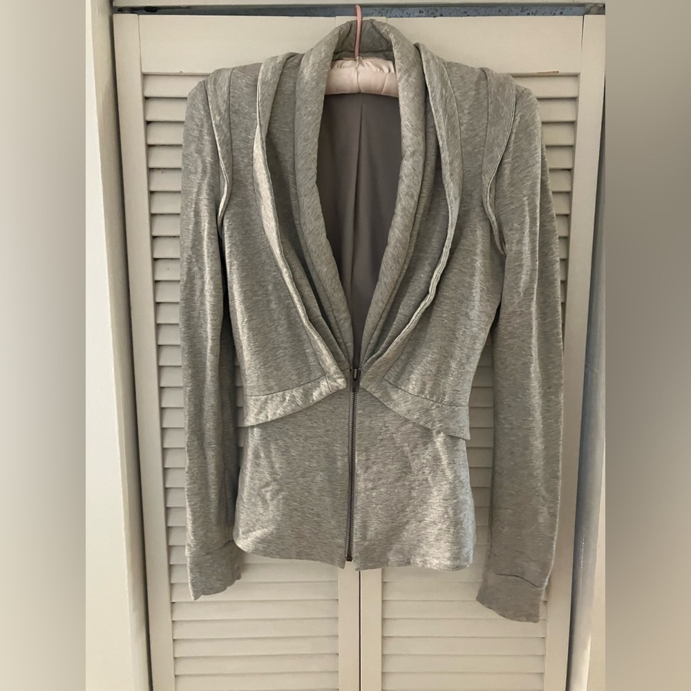 Torn by Ronny Kobo Sculpted Heather Gray Cotton Zip Jacket Blazer Small